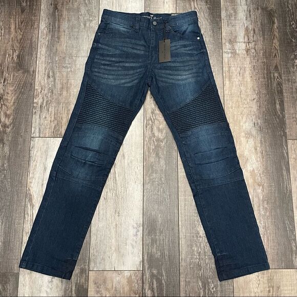 NWT Steve’s Jeans Moto Skinny Jeans Dark Wash Color Is Called Charles Size 16 - Picture 2 of 10